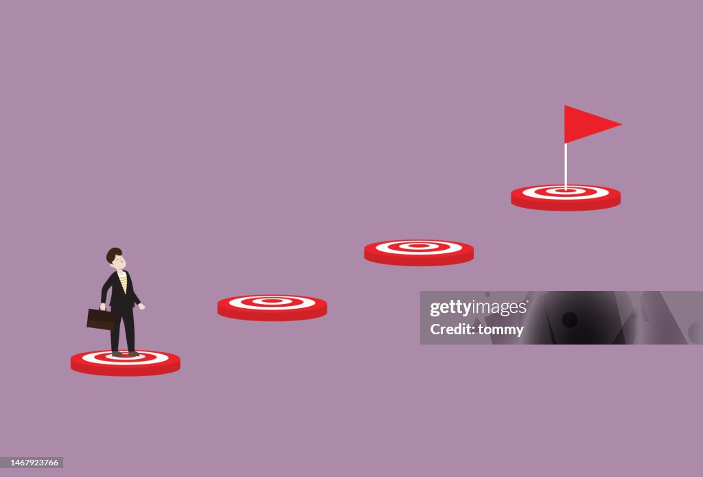 That Hit The Target Businessman Hits The Target In 4 Steps High-Res Vector Graphic - Getty ...