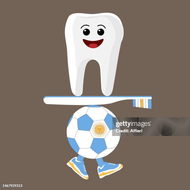 argentina football balancing tooth - argentina football stock illustrations