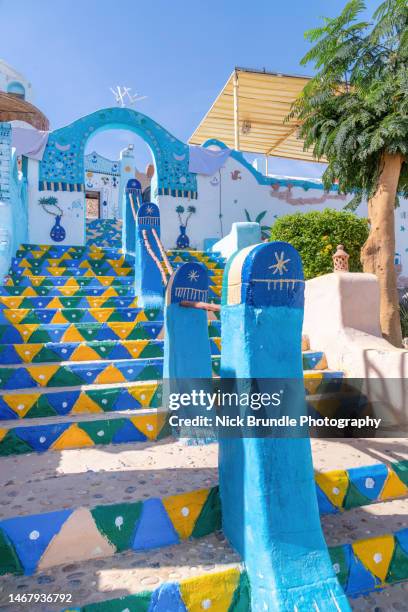 nubian village, aswan, egypt. - aswan stock pictures, royalty-free photos & images