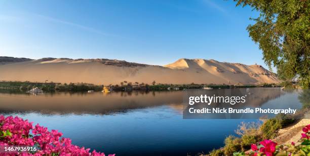 aswan, egypt. - nile river stockfoto's en -beelden