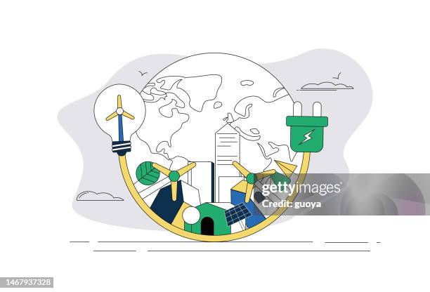 plug, earth. energy saving, new energy environment protection concept map. - ball mill stock illustrations