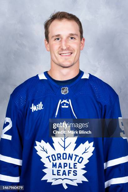 Noel Acciari of the Toronto Maple Leafs poses for his official headshot for the 2022-2023 season on February, 18 2023 at the Scotiabank Arena in...