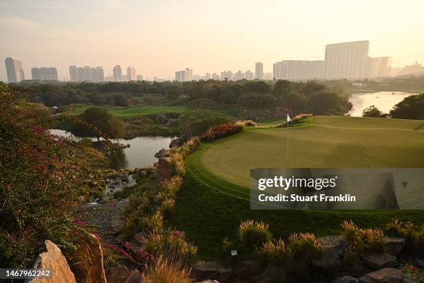 General view of the 17th hole prior to the Hero Indian Open at Dlf Golf and Country Club on February 20, 2023 in India.