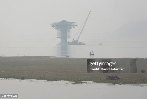 haze engulfs river - engulfs stock pictures, royalty-free photos & images