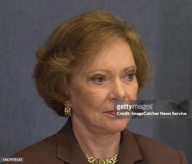 Former First Lady Rosalynn Carter talks to journalists about her life with Jimmy since the White House at The National Press Club on December 5, 2001...