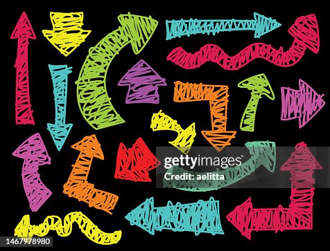 Hand drawn arrows. Scribble. Hand drawn arrows. Scribble.