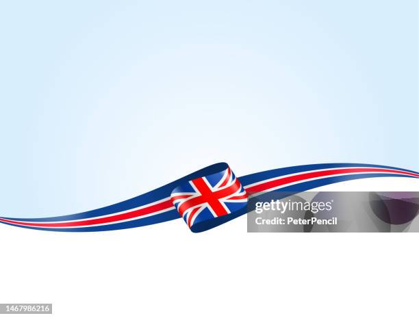 united kingdom flag ribbon. british flag long banner on background. template. space for copy. vector stock illustration - union jack ribbon stock illustrations