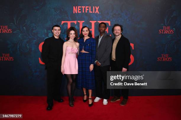 Samuel Small, Maria Almeida, Ashley Madekwe, Jorden Myrie and Justin Salinger attend a special screening of 'The Strays' at BFI Southbank on February...