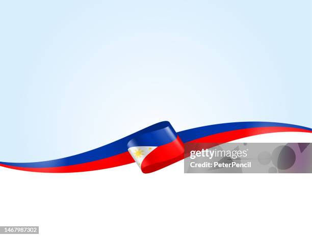 philippines flag ribbon. philippine flag long banner on background. template. space for copy. vector stock illustration - philippine flag stock illustrations