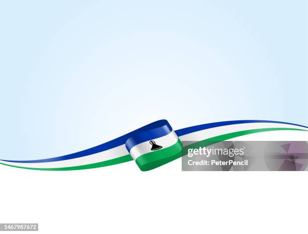 lesotho flag ribbon. lesoto flag long banner on background. template. space for copy. vector stock illustration - lesotho flag stock illustrations