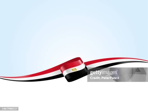 egypt flag ribbon. egyptian flag long banner on background. template. space for copy. vector stock illustration - egyptian flag stock illustrations