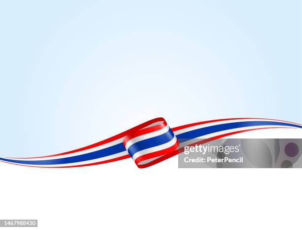 thailand flag ribbon. thai flag long banner on background. template. space for copy. vector stock illustration - thai flag stock illustrations