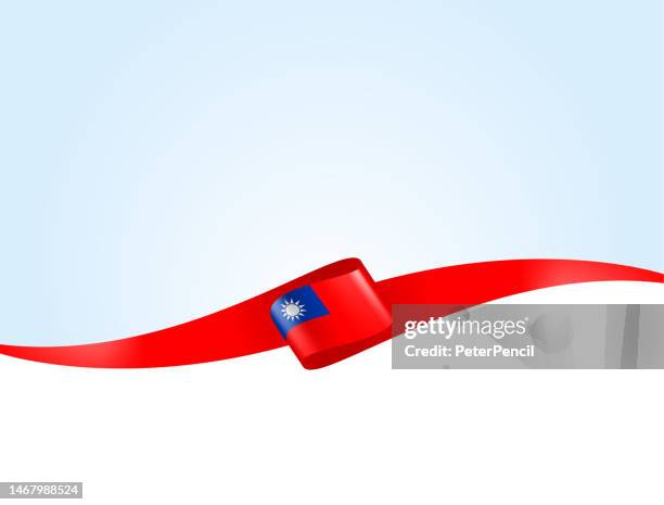 taiwan flag ribbon. taiwanese flag long banner on background. template. space for copy. vector stock illustration - taiwan flag stock illustrations