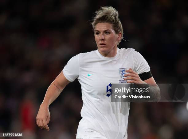 Millie Bright of England during the Arnold Clark Cup match between England and Korea Republic at Stadium mk on February 16, 2023 in Milton Keynes,...