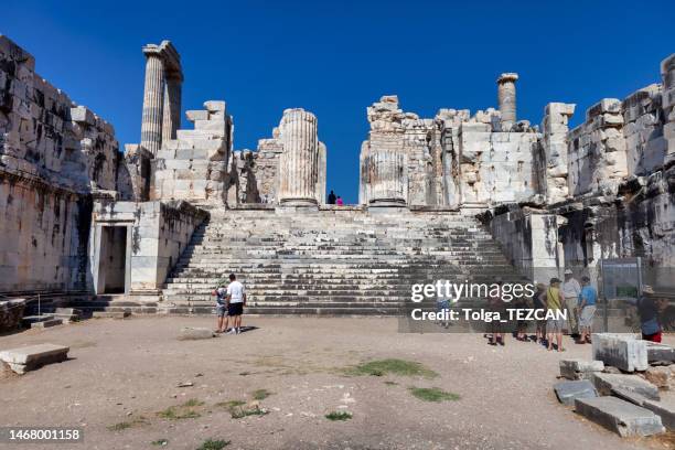 temple of apollo in didyma, turkey - templo de apolo naxos imagens e fotografias de stock