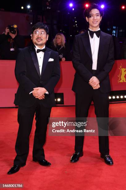 Kazuyoshi Kumakiri and Yuto Nakajima at the "#Manhole" premiere during the 73rd Berlinale International Film Festival Berlin at Berlinale Palast on...