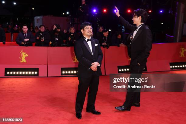 Kazuyoshi Kumakiri and Yuto Nakajima at the "#Manhole" premiere during the 73rd Berlinale International Film Festival Berlin at Berlinale Palast on...