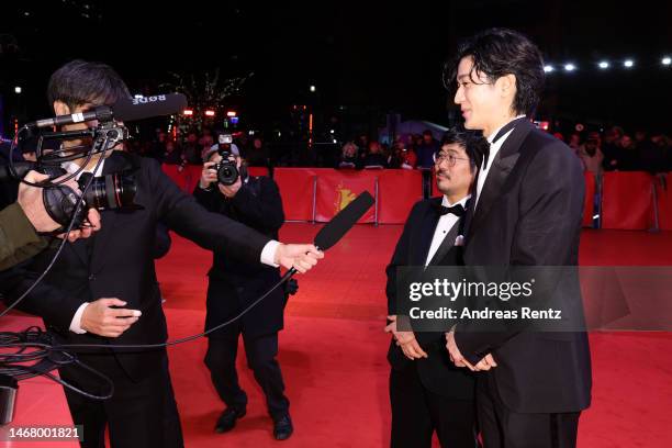 Kazuyoshi Kumakiri and Yuto Nakajima at the "#Manhole" premiere during the 73rd Berlinale International Film Festival Berlin at Berlinale Palast on...