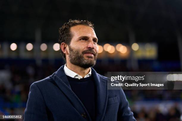 Ruben Baraja head coach of Valencia CF looks on prior the game during the LaLiga Santander match between Getafe CF and Valencia CF at Coliseum...