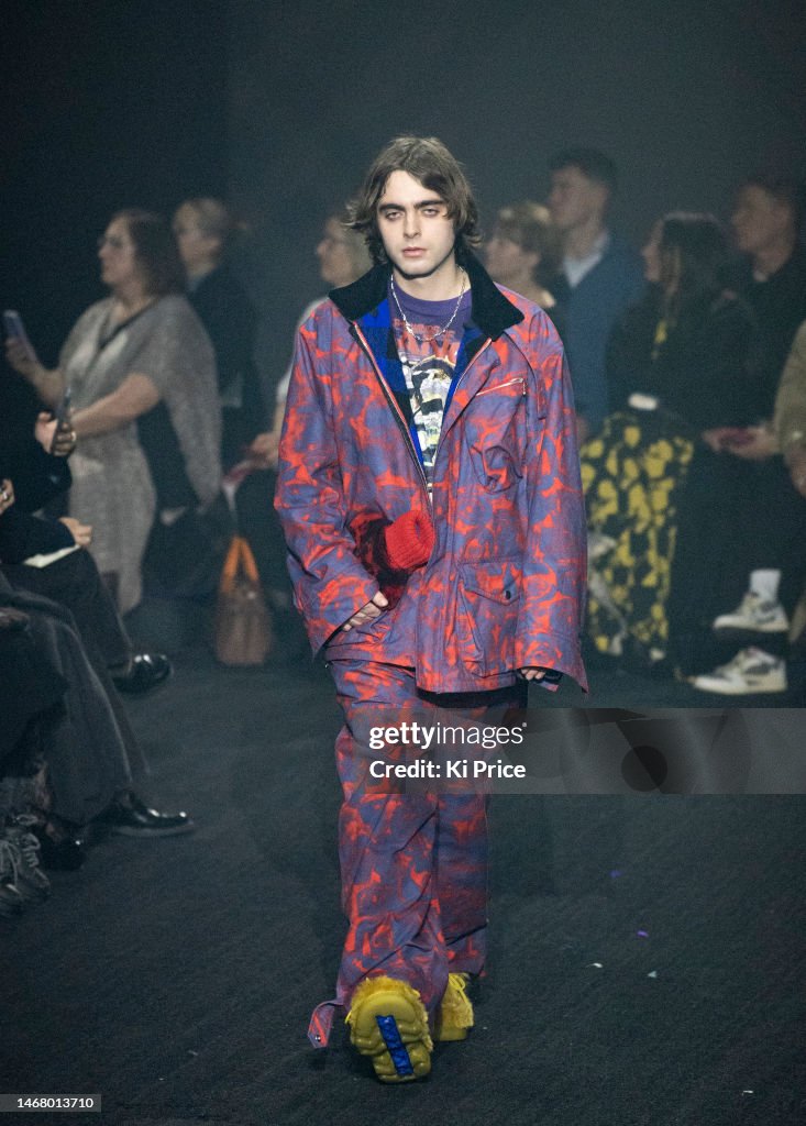 Lennon Gallagher walks the runway at the Burberry show during London ...