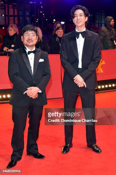 Kazuyoshi Kumakiri and Yuto Nakajima attends the "Seneca" premiere during the 73rd Berlinale International Film Festival Berlin at Berlinale Palast...