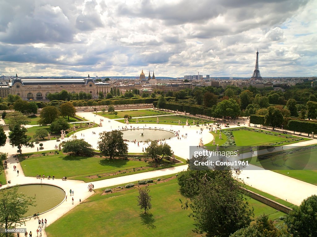 A view of the Tuileriess Gardens in Paris, France