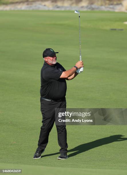 Darren Clarke on the 14th hole during the final round of the Mitsubishi Electric Championship at Hualalai at Hualalai Golf Club on January 21, 2023...