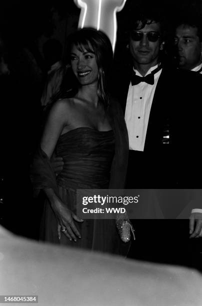 Jane Seymour and Joe Lando attend a party at Spago in West Hollywood, California, on March 30, 1992.
