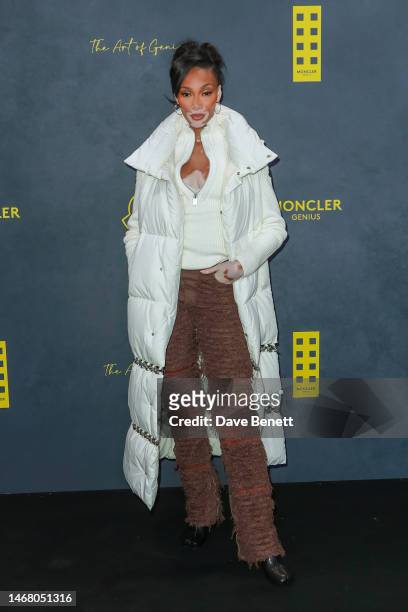 Winnie Harlow attends the Moncler Presents: The Art of Genius at Olympia London on February 20, 2023 in London, England.