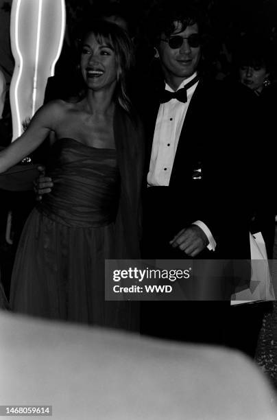 Jane Seymour and Joe Lando attend a party at Spago in West Hollywood, California, on March 30, 1992.