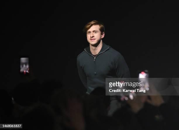 Designer Daniel Lee on the runway at the Burberry show during London Fashion Week February 2023 in Kennington Park on February 20, 2023 in London,...