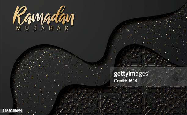 abstract layered ramadan greeting - islam background stock illustrations