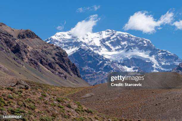 mount aconcagua in argentina - mendoza argentina stock pictures, royalty-free photos & images
