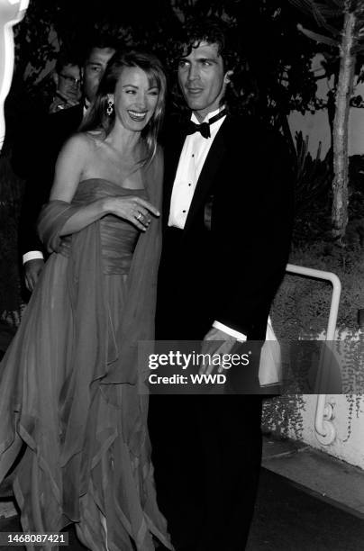 Jane Seymour and Joe Lando attend a party at Spago in West Hollywood, California, on March 30, 1992.