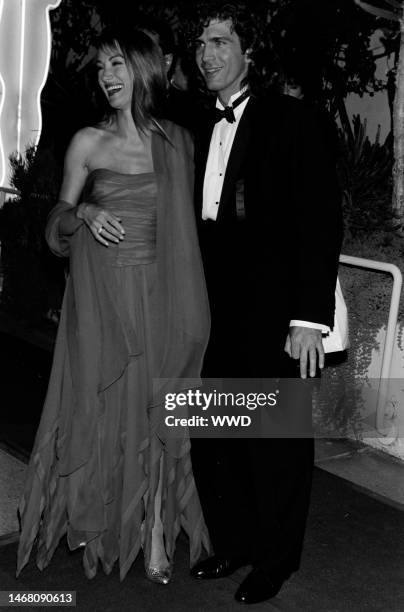 Jane Seymour and Joe Lando attend a party at Spago in West Hollywood, California, on March 30, 1992.