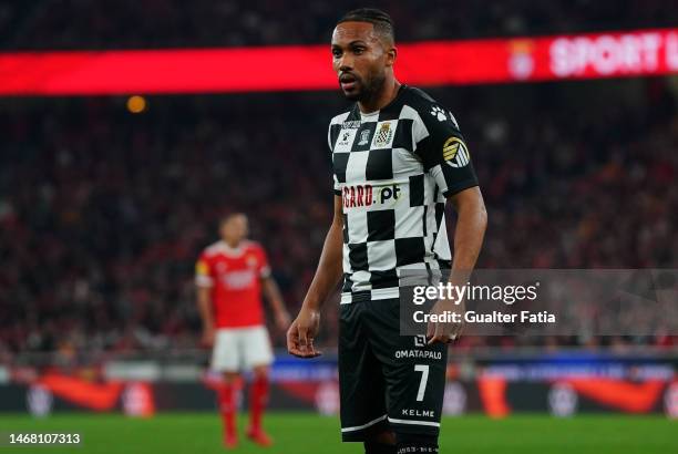 Kenji Gorre of Boavista FC during the Liga Portugal Bwin match between SL Benfica and Boavista FC at Estadio da Luz on February 20, 2023 in Lisbon,...