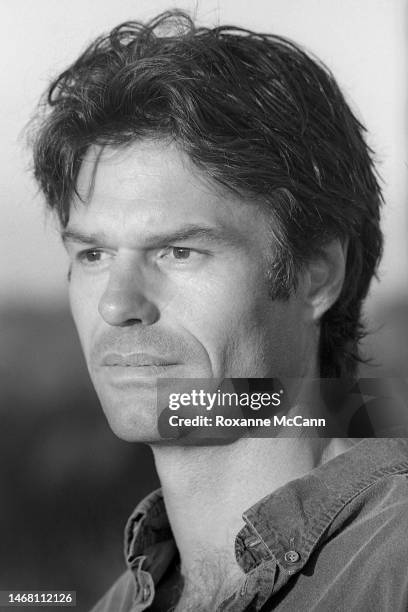 Actor Harry Hamlin enjoys the view from his backyard in March 1995 in Beverly Hills, California.