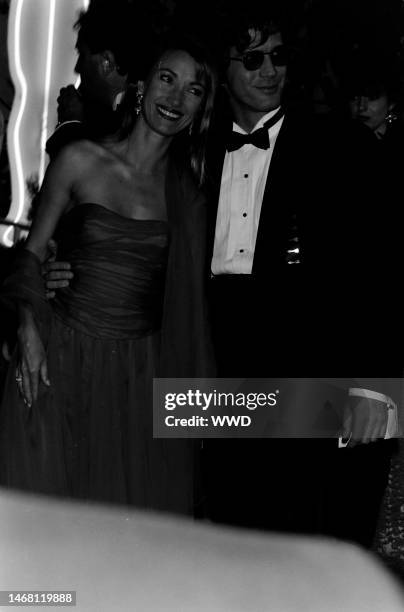 Jane Seymour and Joe Lando attend a party at Spago in West Hollywood, California, on March 30, 1992.