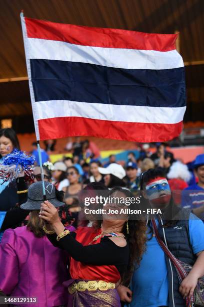 Fans show their support during the International Friendly Match between Thailand and Senegal which is part of the 2023 FIFA Women's World Cup Play...