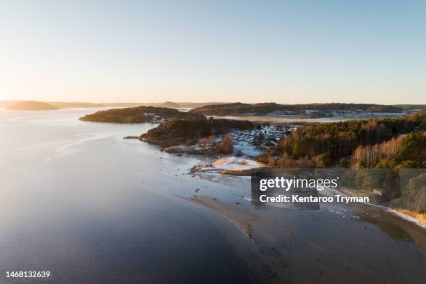 aerial view of archipelago in backlight. - gulf of naples stockfoto's en -beelden