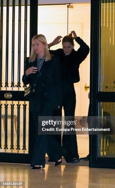 Marie Chantal Miller, her children and Tatiana Blatnik out to dinner with her family on February 17 in Athens, Greece.