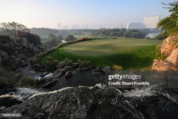 General view of the 17th hole prior to the Hero Indian Open at Dlf Golf and Country Club on February 21, 2023 in India.