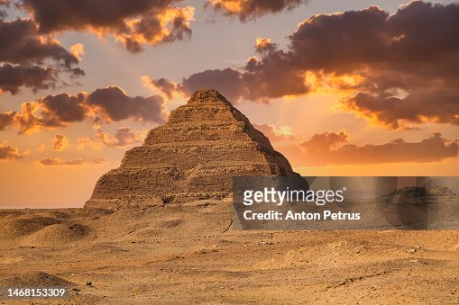 The Step Pyramid Complex of Djoser at sunset. Egypt