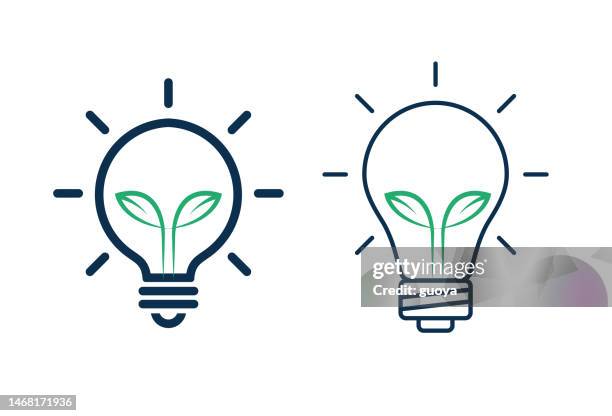 electric light and sapling icon. - sapling stock illustrations