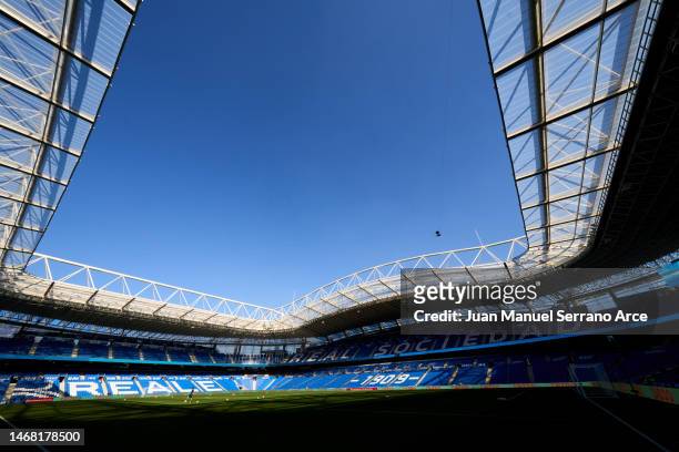 General view inside the stadium prior to the LaLiga Santander match between Real Sociedad and RC Celta at Reale Arena on February 18, 2023 in San...