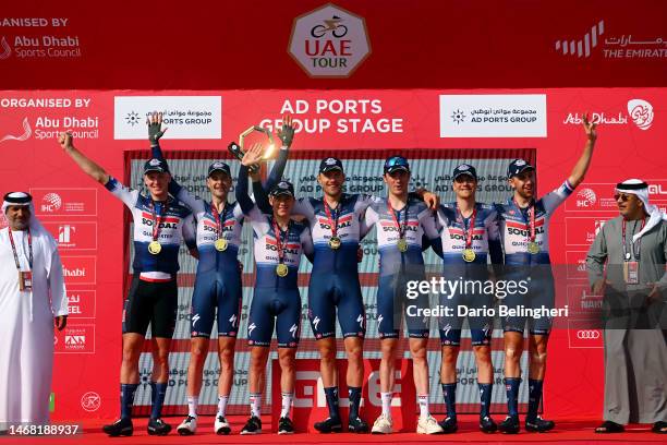 Tim Merlier of Belgium, Pieter Serry of Belgium, Remco Evenepoel of Belgium, Bert Van Lerberghe of Belgium, Mauro Schmid of Switzerland, Louis...