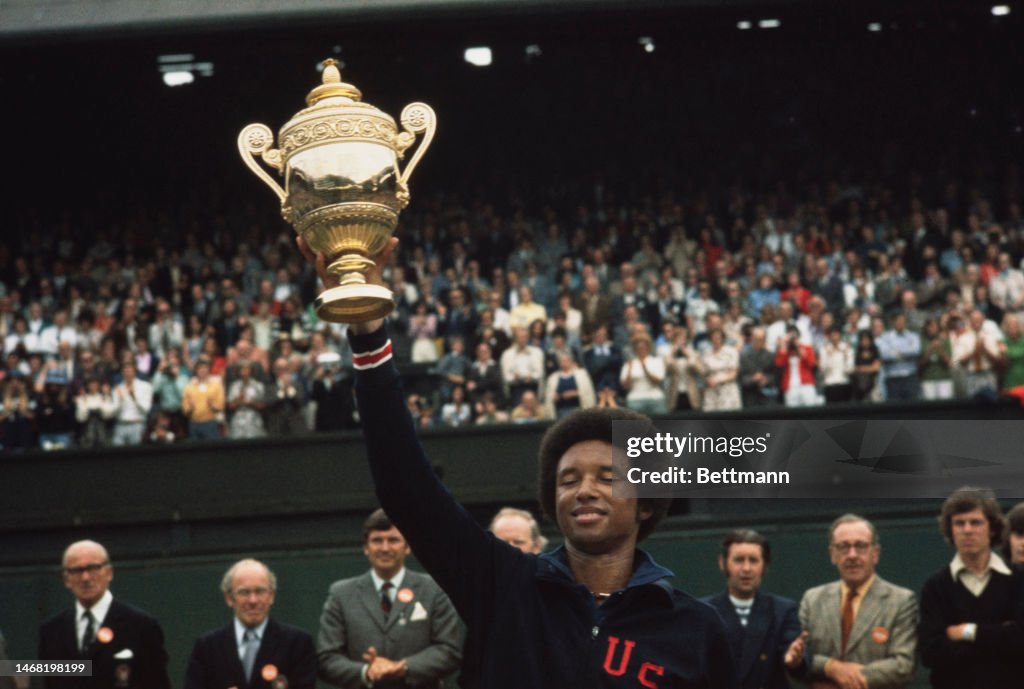 Arthur Ashe With Wimbledon Trophy