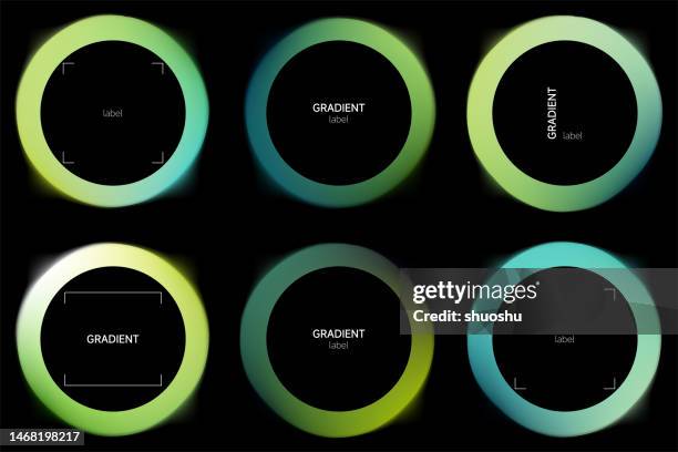vector set of circle banner with fluid vivid gradient isolated on black background. colorful bright neon template. - doodle background speech bubbles stock illustrations