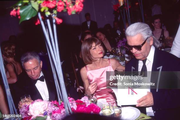 View of, fore from left, American media mogul SI Newhouse , British-American fashion editor & journalist Anna Wintour, and German fashion designer...