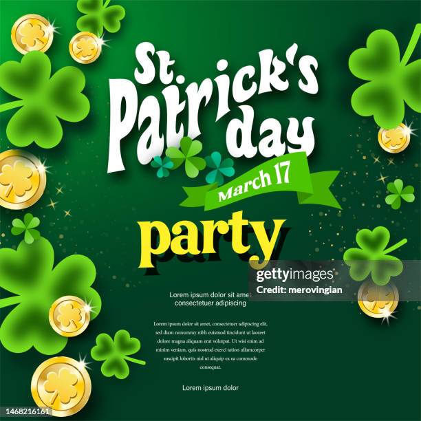 stockillustraties, clipart, cartoons en iconen met st. patrick's day special party invitation template - goldbarren